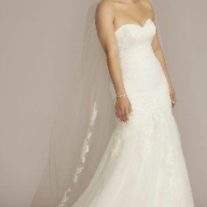 Lace up back strapless mermaid wedding dress